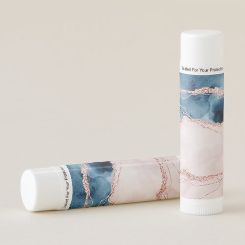 Mystic Elegance  Teal Blue and Rose Gold Agate Lip Balm