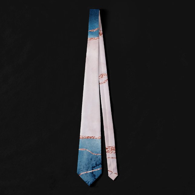 Mystic Elegance | Teal Blue and Rose Gold Agate Neck Tie (Creator Uploaded)