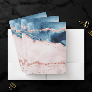 Mystic Elegance Teal Blue and Rose Gold Agate Pocket Folder