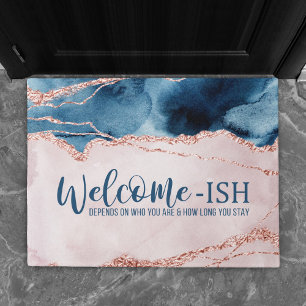 Mystic Elegance   Teal Peach Agate Welcome-Ish Doormat