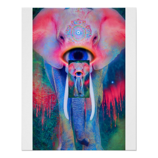 Mystic Elephant Mandala Third Eye Poster (Front)