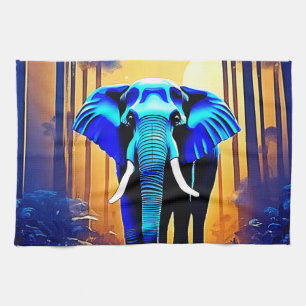 Mystic Elephant: Sunset Forest Journey Kitchen Towel