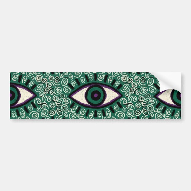 "Mystic Emerald Eyes" - Psychedelic Swirl Seamless Bumper Sticker (Front)