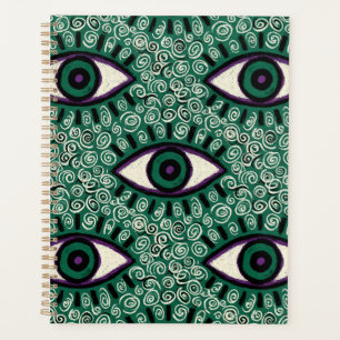 "Mystic Emerald Eyes" - Psychedelic Swirl Seamless Planner