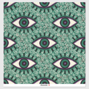 "Mystic Emerald Eyes" - Psychedelic Swirl Seamless Sticker