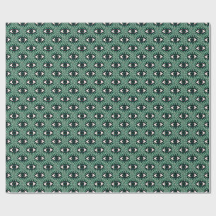 "Mystic Emerald Eyes" - Psychedelic Swirl Seamless Wrapping Paper
