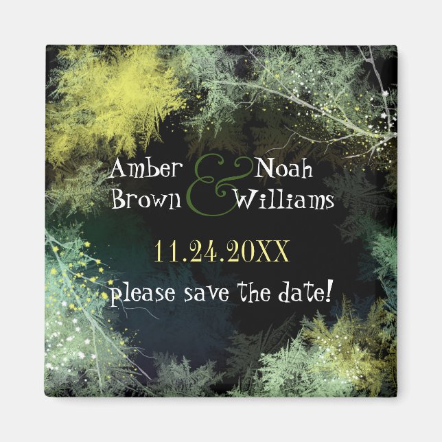 Mystic Evening Forest Wedding Save the Date Magnet (Front)