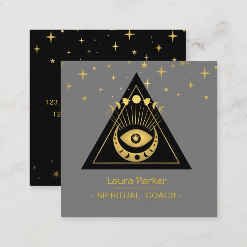 Mystic Eye Boho Celestial Moon Energy Healer Square Business Card
