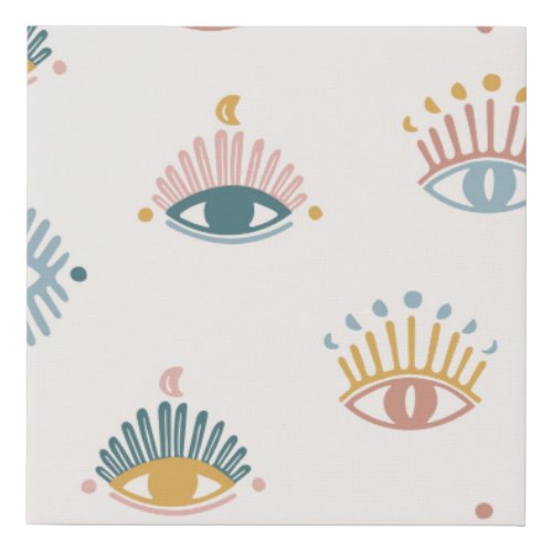 Mystic eyes seamless patternmystical backgroundm faux canvas print