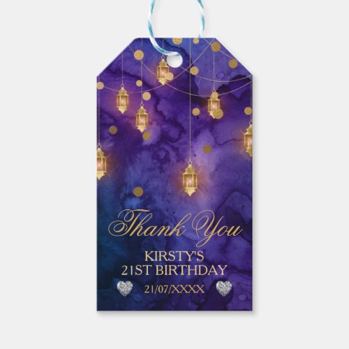 Mystic Fantasy Night Lanterns  Bokeh Birthday Gift Tags