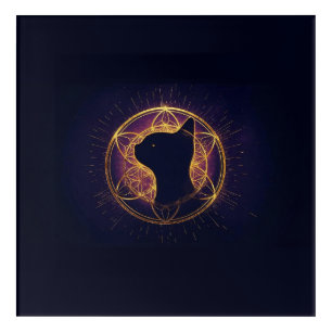 Mystic Feline Within the Sacred Circle Acrylic Print