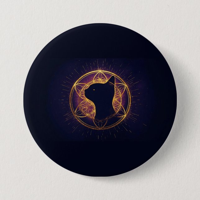 Mystic Feline Within the Sacred Circle Button (Front)