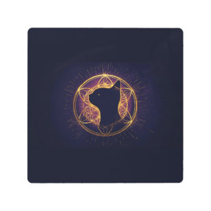Mystic Feline Within the Sacred Circle Metal Print
