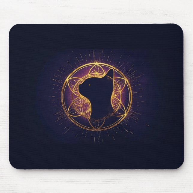 Mystic Feline Within the Sacred Circle Mouse Pad (Front)