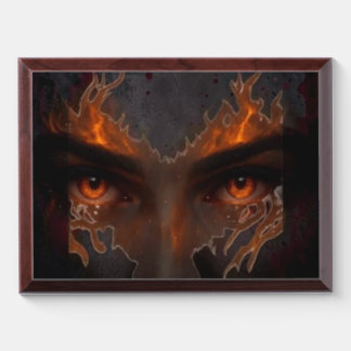 Mystic Fiery Eye Dark Fantasy Wood Award Plaque