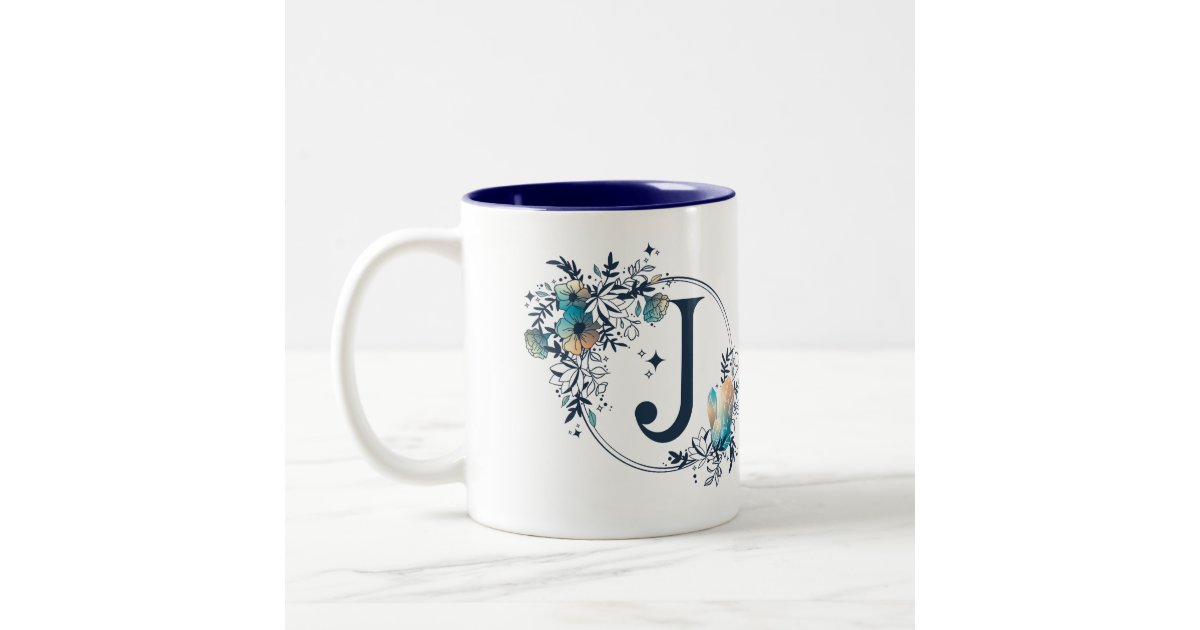 Two Initial Monogram Ceramic Coffee Cup