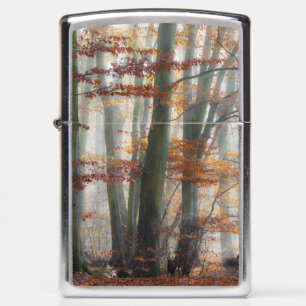 Mystic Foggy Forest Fall Scenic Nature - windproof Zippo Lighter