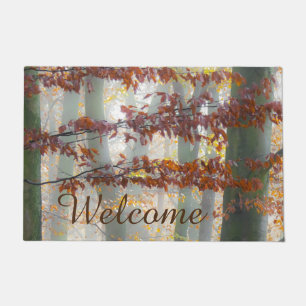 Mystic Foggy Forest in Autum, Welcome Doormat