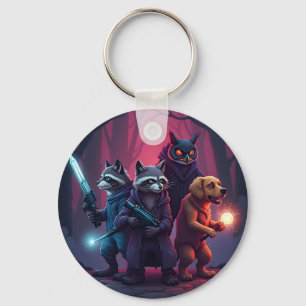 Mystic Forest Animal Warrior Art Keychain