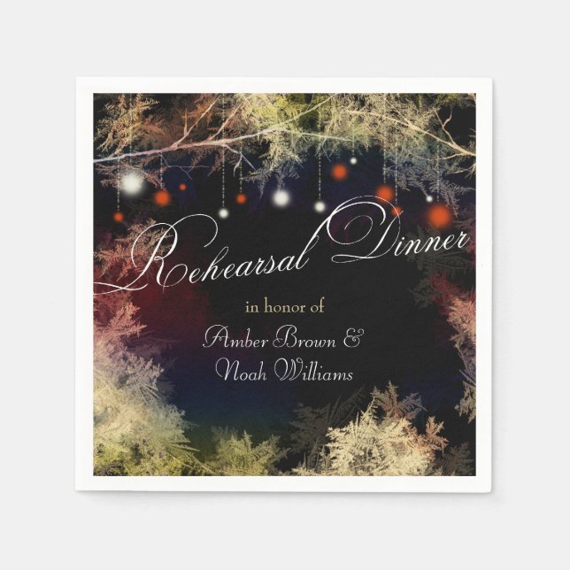 Mystic Forest Boho Wedding Rehearsal Dinner Paper Napkins (Front)