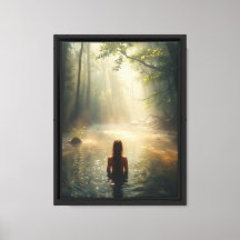 Mystic Forest Lake Wall Art Canvas Print
