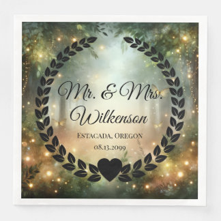 Mystic Forest Meadow Magic Mr. & Mrs. Newlywed Paper Dinner Napkins