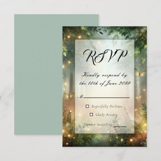 Mystic Forest Meadow Magic  RSVP Card (Front/Back)
