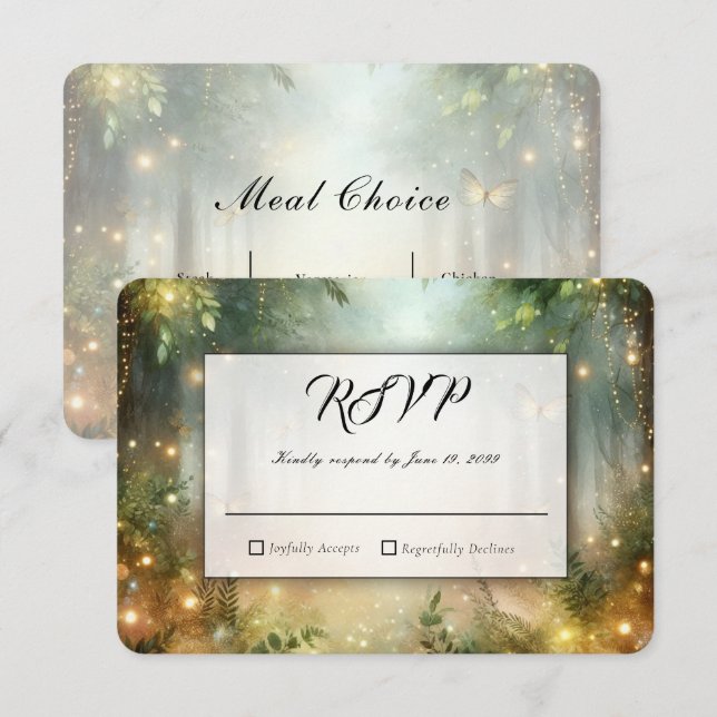 Mystic Forest Meadow Magic Wedding RSVP Card (Front/Back)