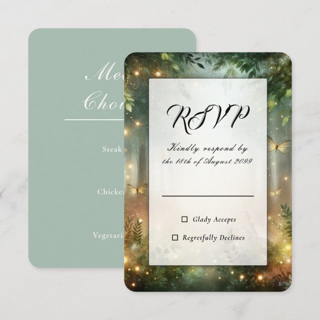 Mystic Forest Meadow Magic Wedding RSVP Card (Front/Back)