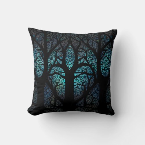 Mystic Forest Mosaic Throw Pillow