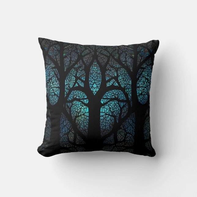 Mystic Forest Mosaic Throw Pillow (Front)
