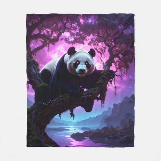 Mystic Forest Panda Fleece Blanket (Front)