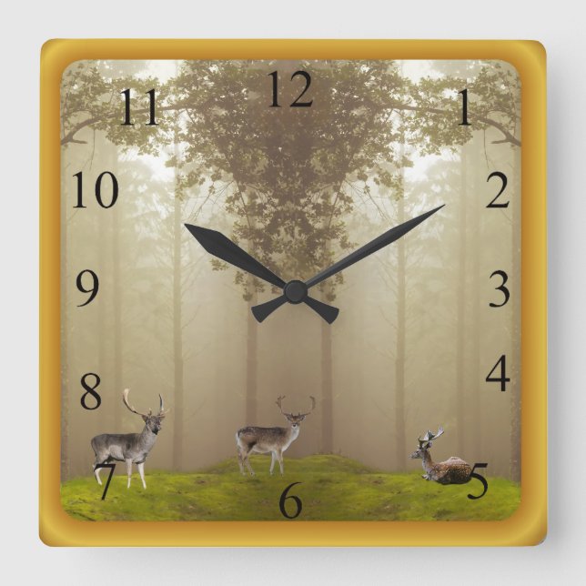 Mystic Forest Square Wall Clock (Front)