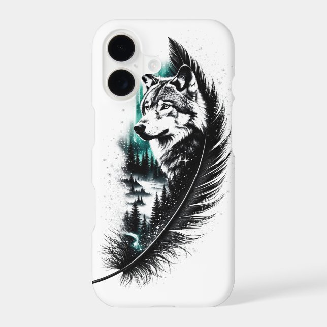 Mystic Forest Wolf Design iPhone Case (Back)