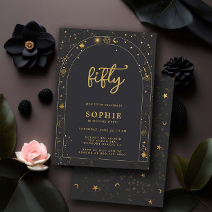 Mystic Fortune Astrology Boho Arch 50th Birthday Invitation