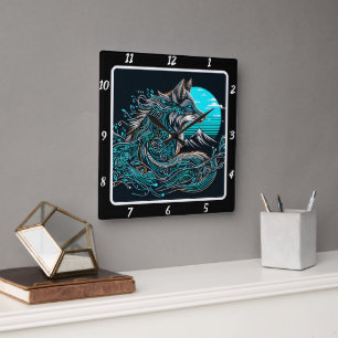 Mystic Fox Above the Valleys Square Wall Clock