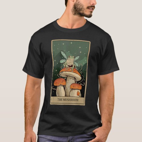 Mystic Frog Mushrooms Moon Tarot Card Aesthetic T_Shirt