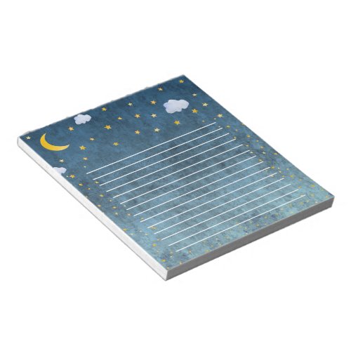 Mystic Galaxy Moon And Stars Night Time Notebook Notepad