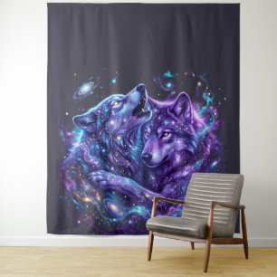 Mystic Galaxy Wolf Art-Space wolf wall Hanging Tapestry
