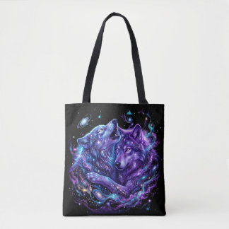 Mystic Galaxy Wolf Hoodie – Blue Cosmic Wolf Art P Tote Bag