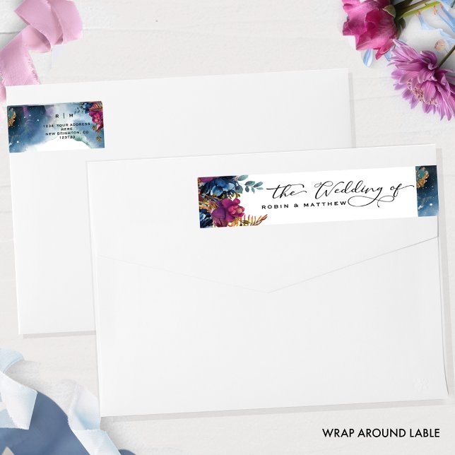 Mystic Garden Celestial Wedding Return Address Wrap Around Label (Creator Uploaded)