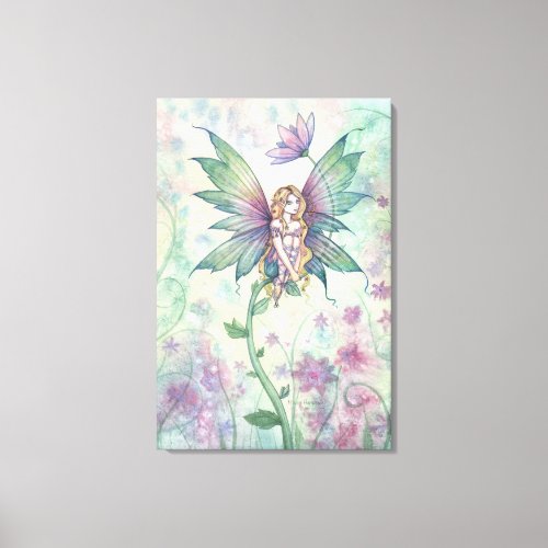 Mystic Garden Flower Fairy Wrapped Canvas Print