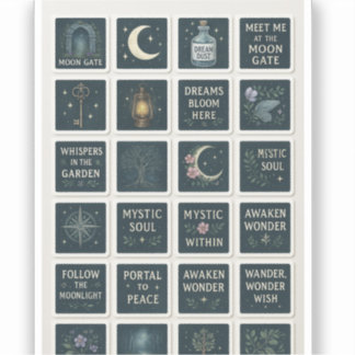 Mystic Garden Sticker Sheet – Moonlit Florals