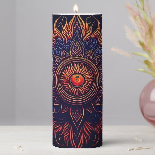 Mystic Gaze Flaming Eye Pillar Candle
