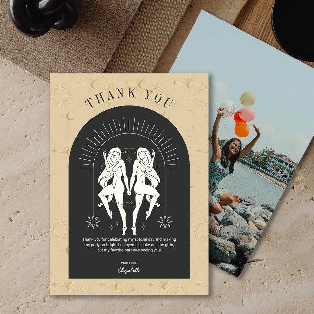 Mystic Gemini Zodiac Arch Thank You Card (Mystic Gemini Zodiac Arch Thank You Card)