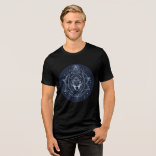 Mystic Geometric Wolf Mandala Tri-Blend Shirt
