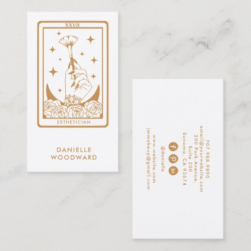 Mystic Gold Tarot Esthetician Gold White Branding Business Card