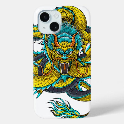Mystic Golden Dragon Artwork iPhone 15 Case