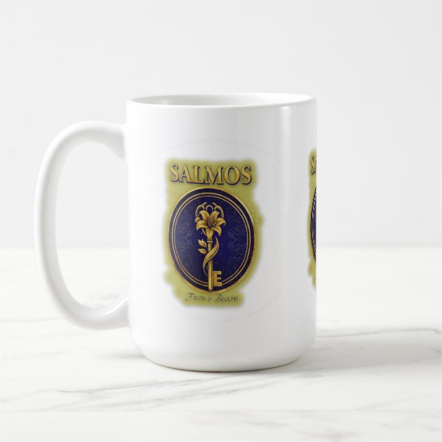 Mystic Golden Key & Bloom: Elegant Logo Design Coffee Mug (Left)