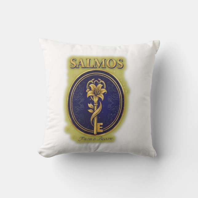 Mystic Golden Key & Bloom: Elegant Logo Design Throw Pillow (Front)